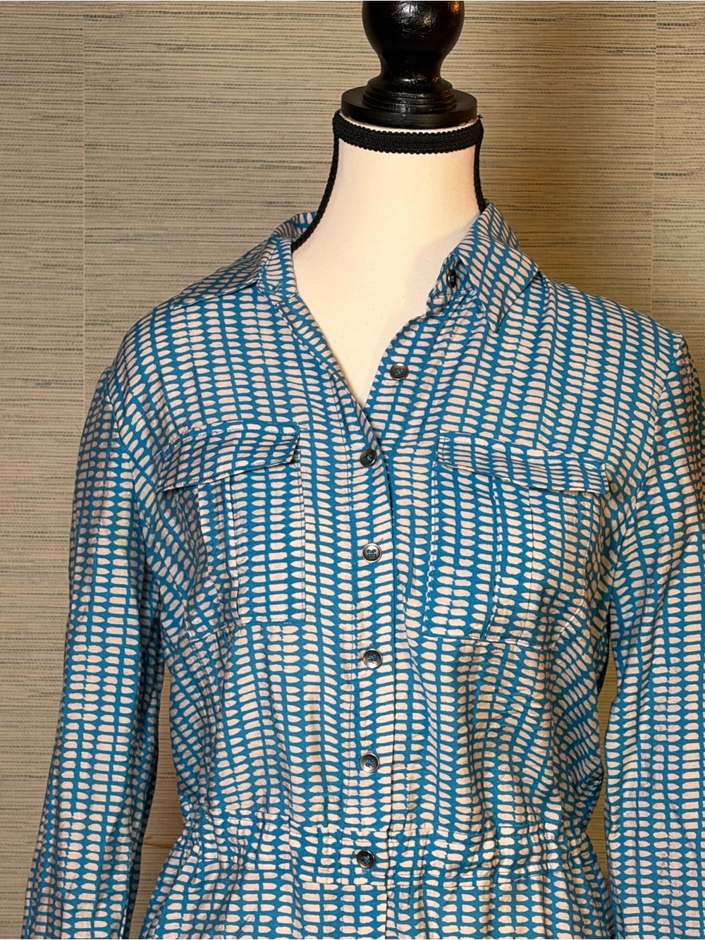 Anthropologie Maeve Jemima Midi Shirt Dress Button Front Blue White Women Size 0 - Picture 2 of 7